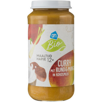 AH Biologisch Curry met rund en mango in kokos 12m07 (250g)