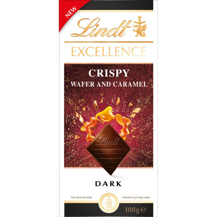 Lindt Excellence crispy wafer & caramel dark (100g)
