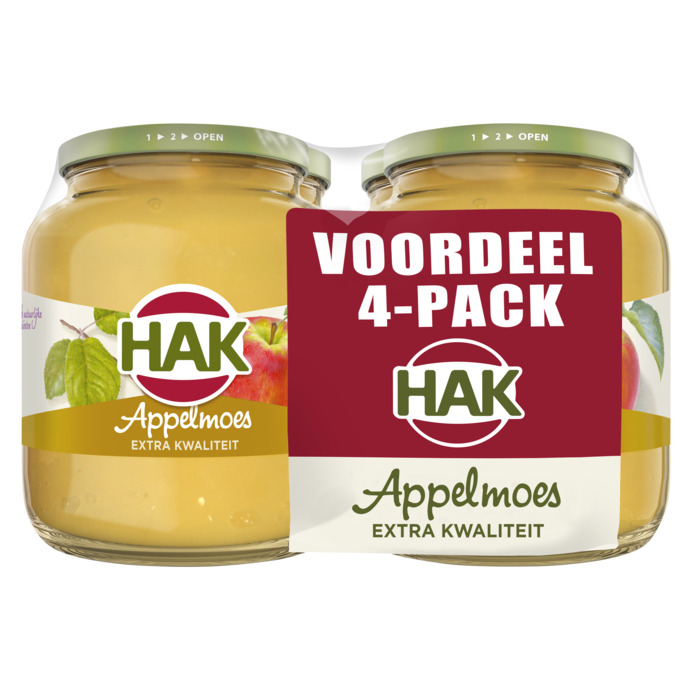 HAK 4-pack Appelmoes e.k. 700 g (4 × 700g)