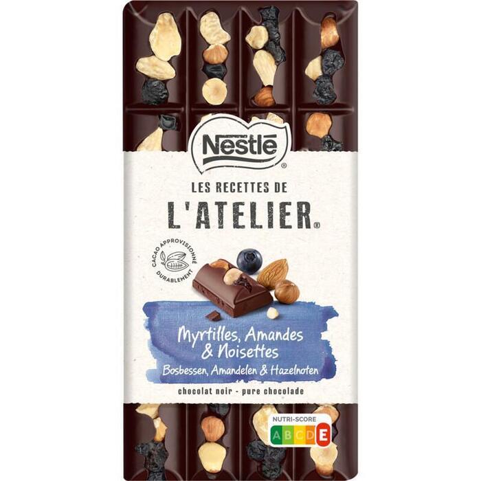 NESTLE LES RECETTES DE L'ATELIER Chocolade Puur Bosbes Hazelnoot Amandel 170 Gram Wikkel (170g)