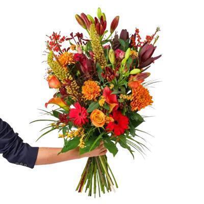AH Vrolijk veldboeket Rood/oranje groot