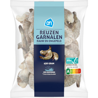 Reuzen garnalen rauw & ongepeld (zak, 450g)