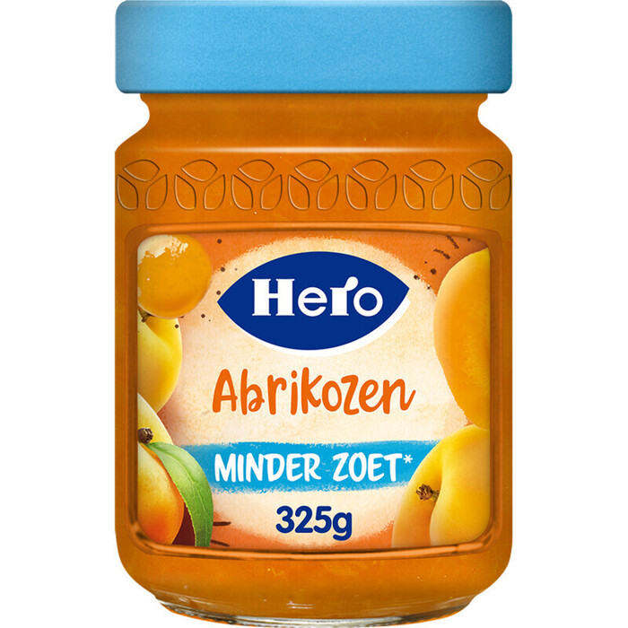 Hero Jam Minder Zoet Abrikozen 325 g (Pot, 325g)