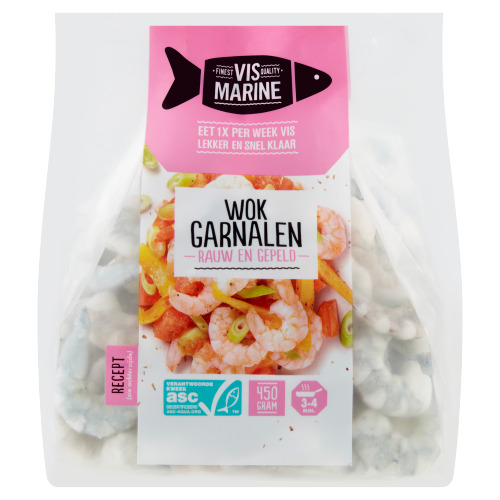Vis Marine Wok Garnalen Rauw en Gepeld 450 g (450g)