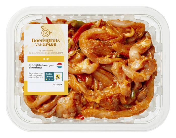 PLUS Boerentrots Kipdijfiletreepjes shoarma (Schaal, 350g)