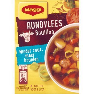 Maggi Minder Zout Bouillon Rundvlees Bouillon Blokjes Pakje 8 Ltr. 72g (72g)