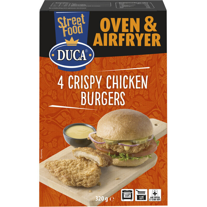Duca 4 crispy chicken burgers (4 × 80g)