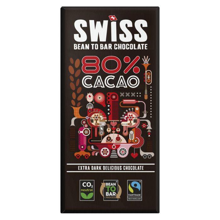 Swiss 80% Cacao Extra Dark Delicious Chocolate 100 g (100g)