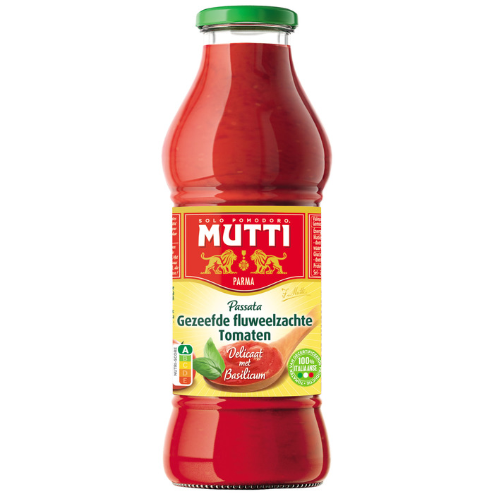 Mutti Passata gezeefde tomaten basilicum (400g)
