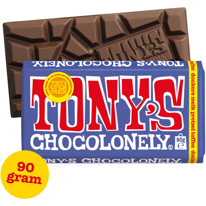 Tony's Chocolonely Reep donkere melk pretzel toffee (90g)