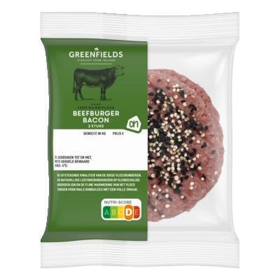 AH Greenfields Beefburger bacon 2 stuks (2 × 125g)