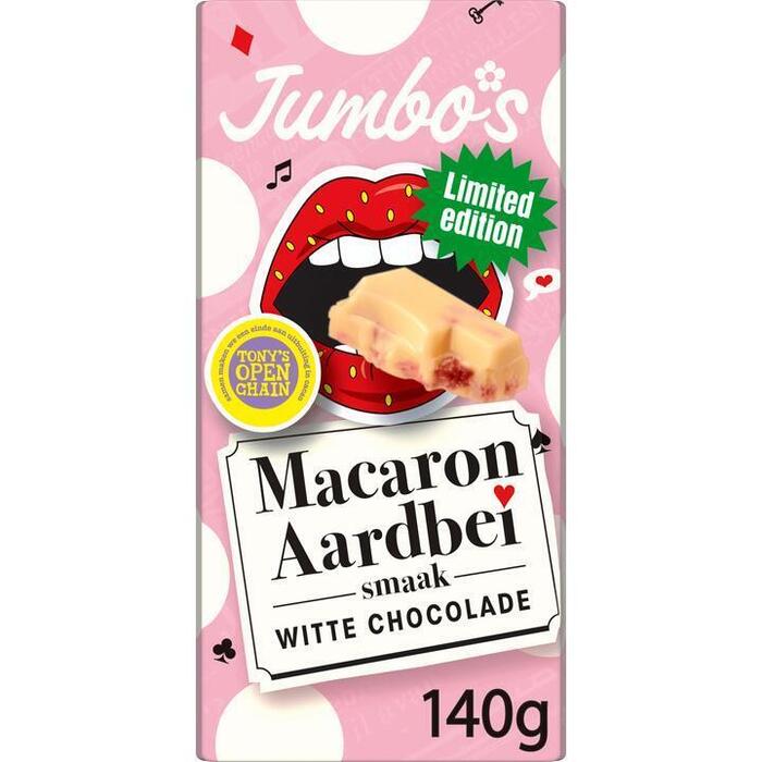 Jumbo's Witte Chocolade met Macaron Aardbei Smaak Limited Edition 140 g (140g)