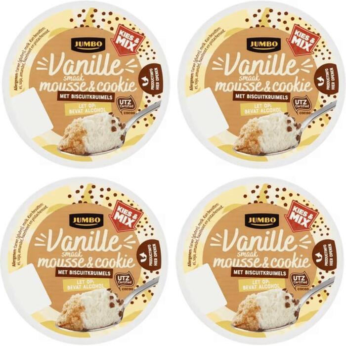 Jumbo Vanille Smaak Mousse & Cookie 4 x 65g
