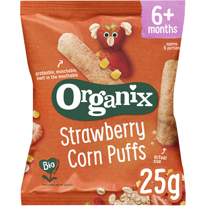 Organix Babysnack Strawberry Corn Puffs 6+M (25g)