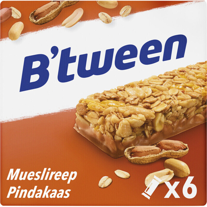 Hero B'tween mueslireep pinda & pindakaas 6st (150g)