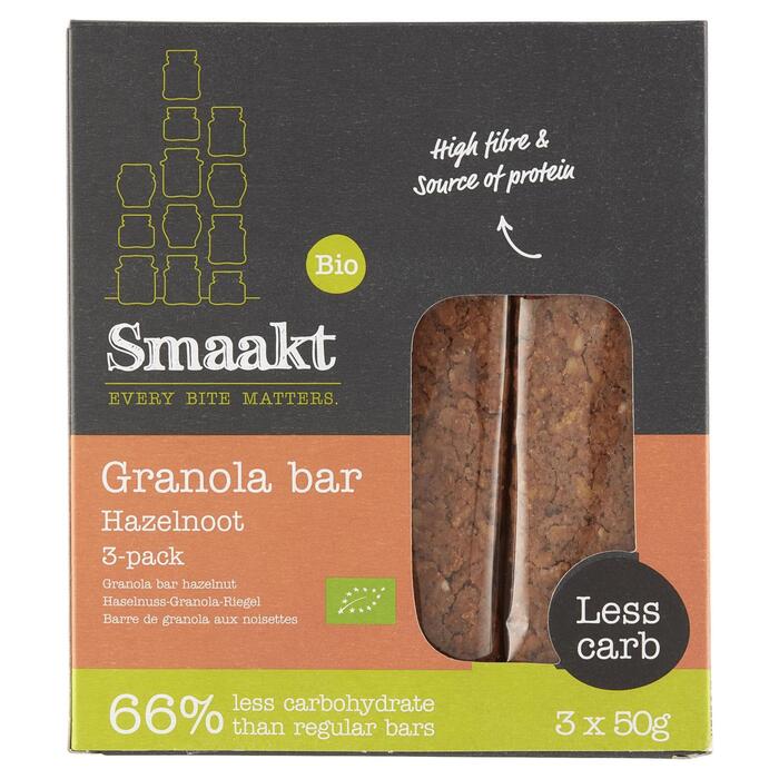 Smaakt Bio Granola Bar Hazelnoot 3 x 50 g (3 × 50g)