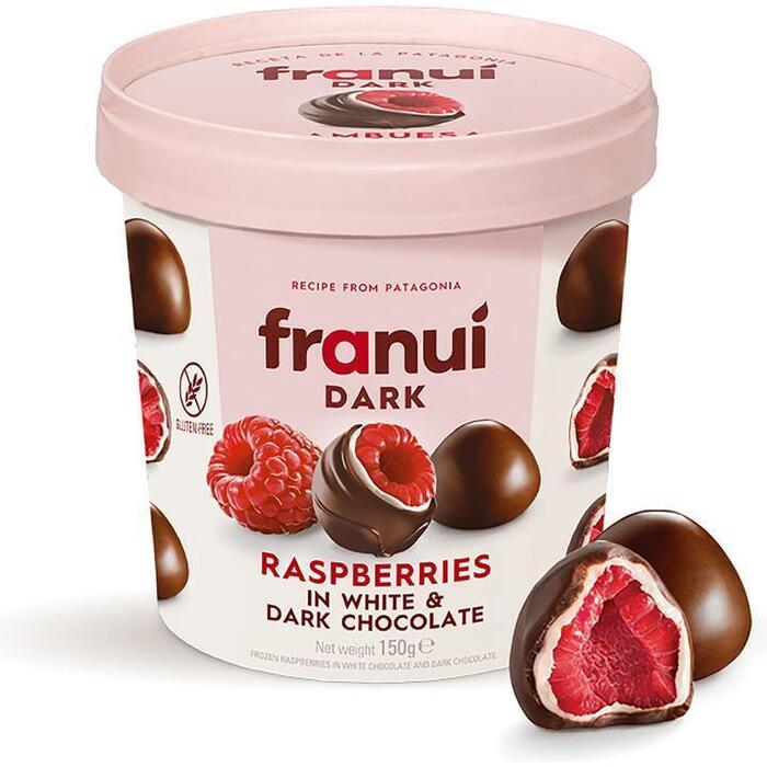 Franui Raspberries in white & dark chocolate (150g)