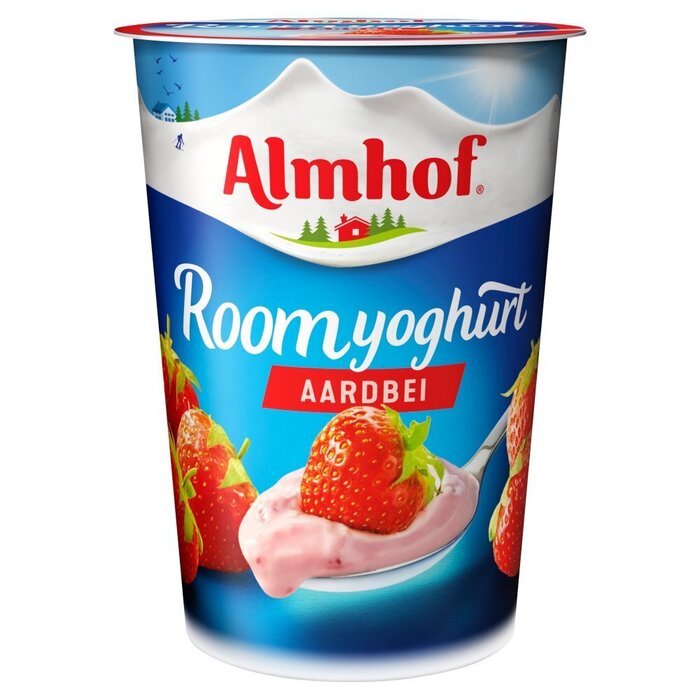 Roomyoghurt aardbei (Stuk, 500g)