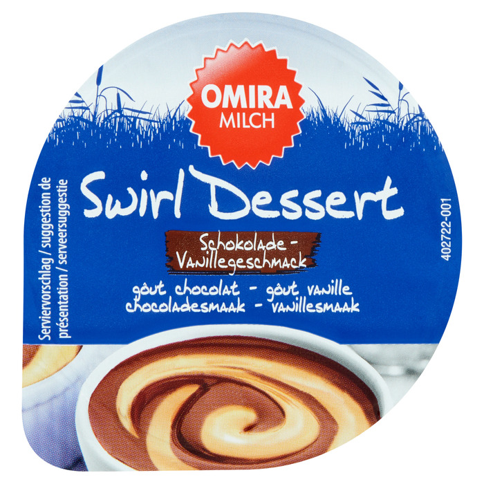 Omira Milch Pudding Swirl Dessert Chocoladesmaak - Vanillesmaak 150 g Beker/kuipje (150g)