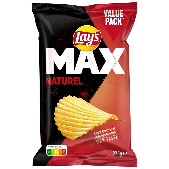 Lay's Max Ribbel Chips Naturel 275 gr (zak (overig), 275g)