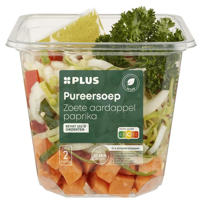 PLUS Pureersoep zoete aardappel paprika (Bakje, 450g)