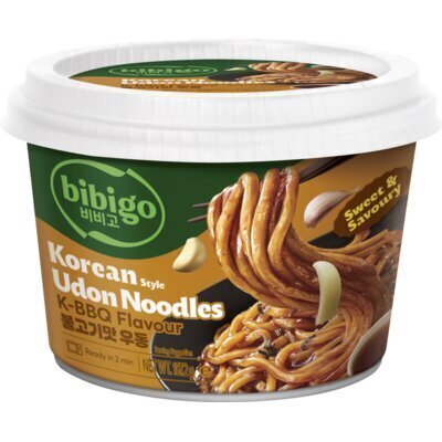 Bibigo Korean style udon noodles K-BBQ flavour (187g)