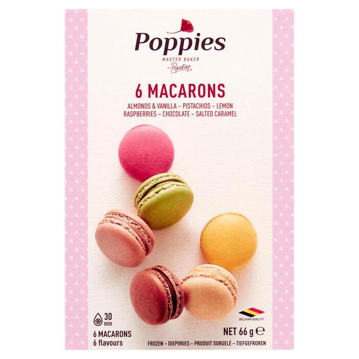 Poppies Macarons 6 Stuks 66 g (6 × 11g)