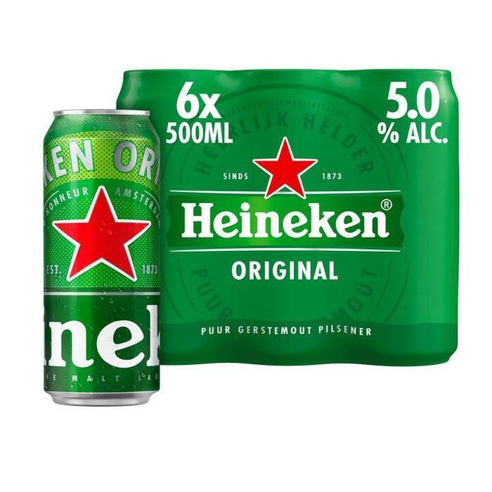 Heineken Premium Pilsener Bier Blik 6 x 50 cl (6 × 0.5L)
