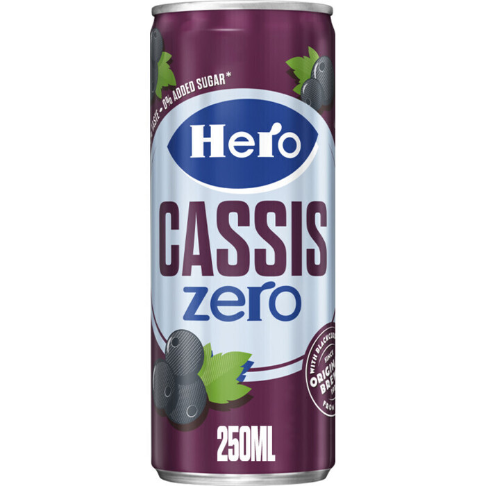 Hero Cassis Zero blikje 250 ml (250ml)
