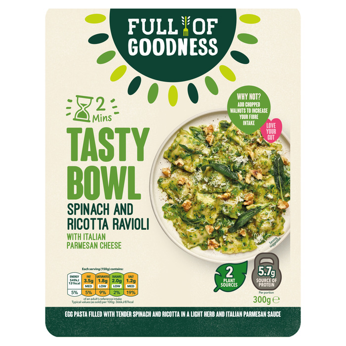 Full of Goodness Tasty bowl spinach and ricotta ravioli (300g)