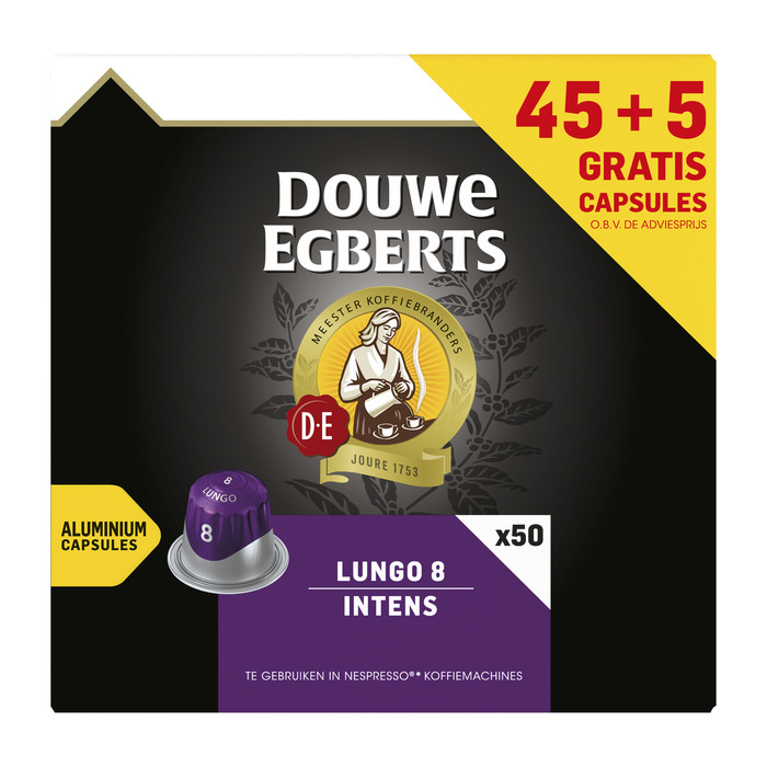 Douwe Egberts Lungo 8 Intens Gemalen Koffie 45 + 5 Gratis Capsules 260g (50 × 5.2g)