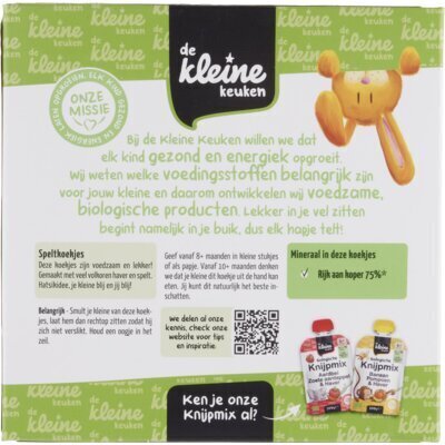 De Kleine Keuken Biologische Spelt Koekjes 8+ Maanden 6 x 2 Stuks 150g (150g)
