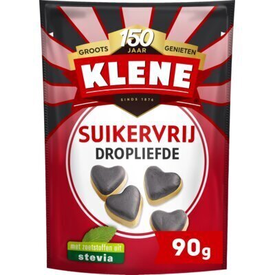 Klene Suikervrij Zout & Salmiak Dropliefde 90 g (Zak, 90g)