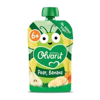 Olvarit Knijpfruit Peer Banaan 6+ Maanden 100 g (Zak, 100g)