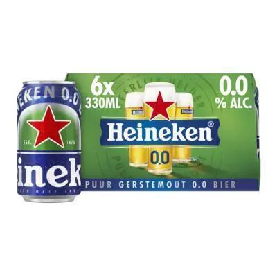 Heineken Premium Pilsener 0.0 Bier Blik 33 cl (blik, 6 × 33cl)