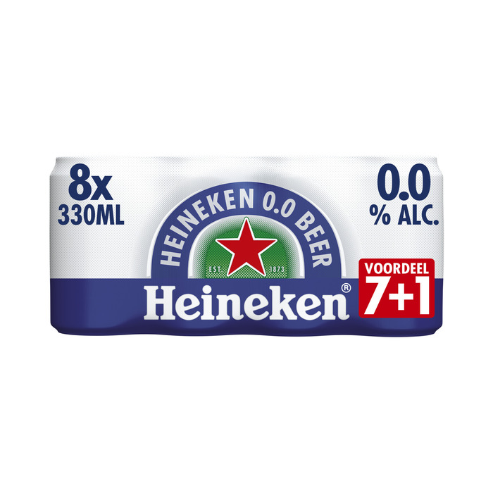 Heineken Premium Pilsener 0.0 Bier Blik 7+1 x 330 ml (8 × 33cl)