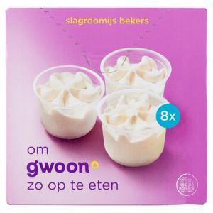 G'woon slagroomijs beker 8st