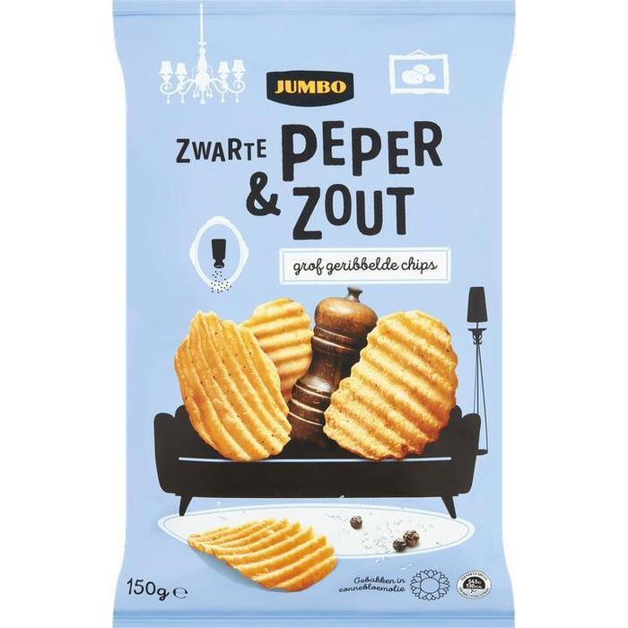 Jumbo Chips Zwarte Peper & Zout Ribbel 150 g (150g)