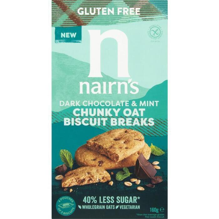 Nairn's Gluten Free Dark Chocolate & Mint Chunky Oat Biscuit Breaks 4 x 3 Stuks 160 g (160g)