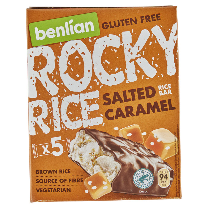 Benlian Gluten Free Rocky Rice Bar Salted Caramel 5 x 18 g (5 × 18g)