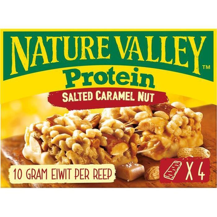Nature Valley Protein gezouten karamelnoten (Doos, 4 × 40g)