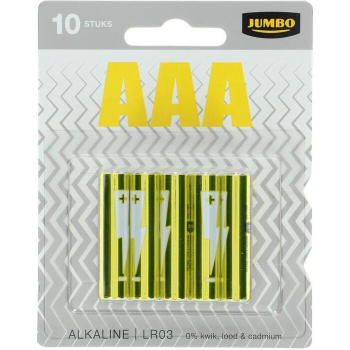 Jumbo AAA Alkaline LR03 Batterijen 10 Stuks