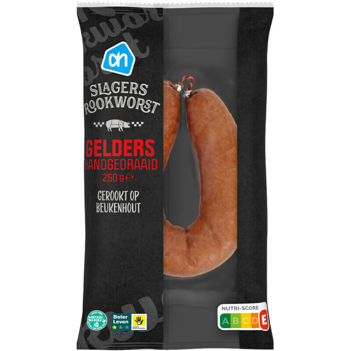 Handgedraaide rookworst Gelders gerookt op beukenhout (250g)