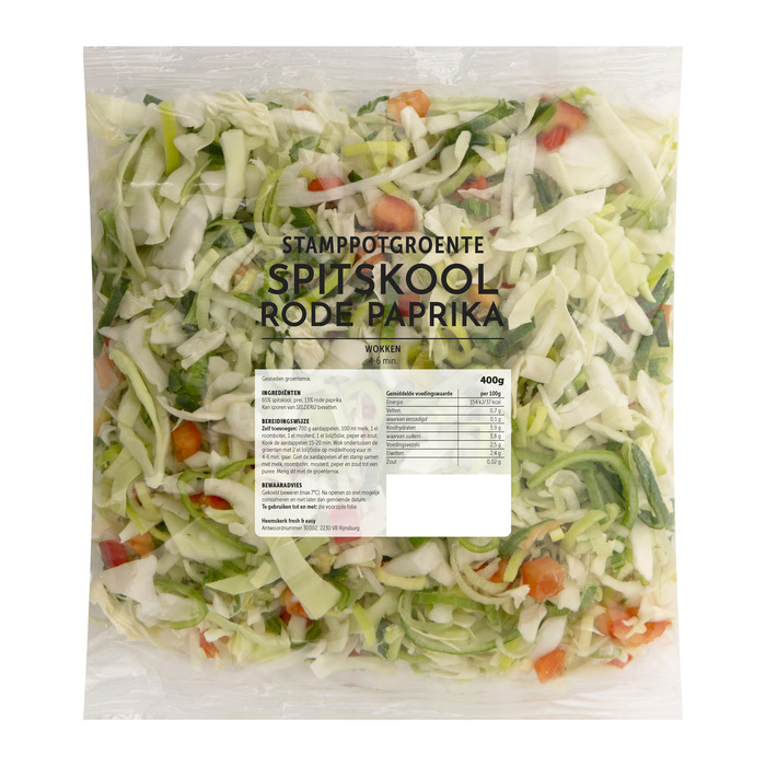 Stamppot spitskool paprika (plastic zak, 400g)