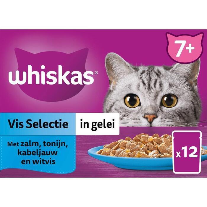 Whiskas 7+ Natvoer - Vis - Selectie in gelei - maaltijdzakjes 12 x 85g (12 × 85g)