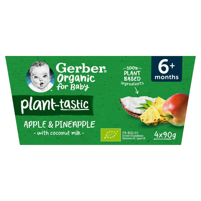Gerber® Plant-tastic Plantaardig Toetje Appel Ananas 4 x 90g (360g)
