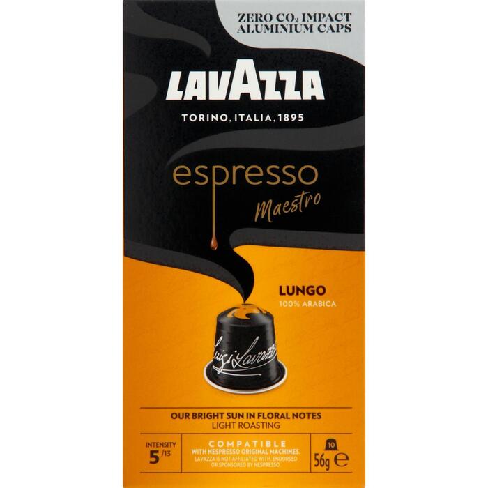 LAVAZZA Nespresso Capsules Alu Espresso Lungo 56g (10 × 5.6g)