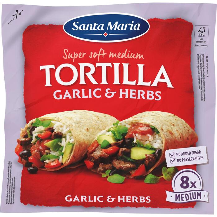 Santa Maria Tortilla garlic & herbs (Zak, 320g)