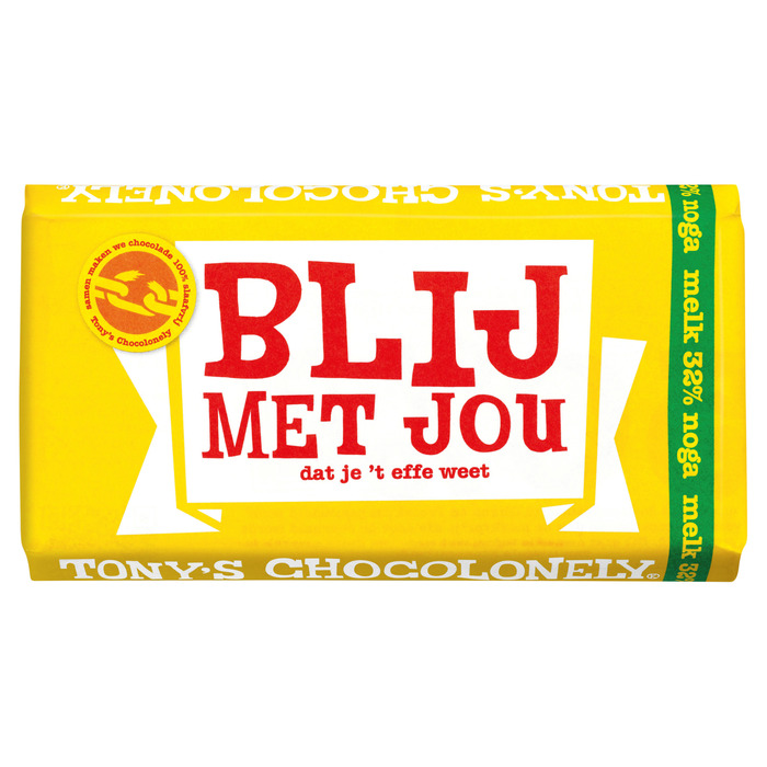 Tony's Chocolonely Melkchocolade reep Noga - Blij met jou! (180g)