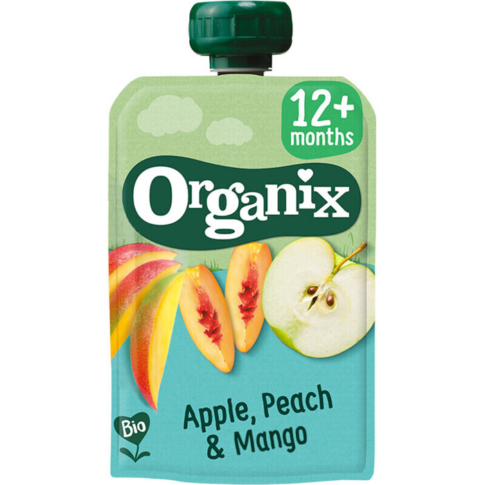 Organix Knijpfruit Appel, Perzik & Mango 12+m (100g)